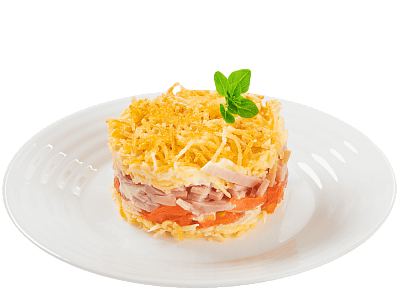 Рецепт: Салат хрустящий | легкий салат из курицы,сыра,огурцов и сухариков без майонеза